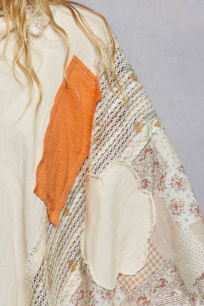 She’s Sunshine 3/4 Sleeve Textured Woven Rib Crochet Embroidery Shirt Top - ivyandlavyboutique Pol Clothing
