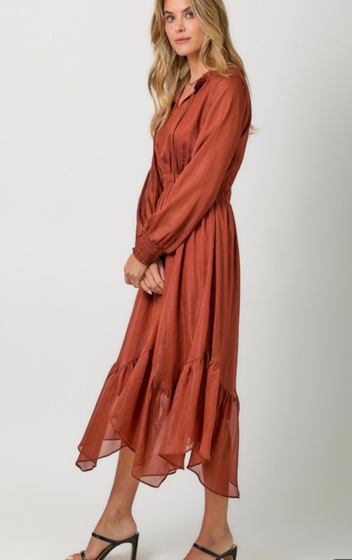 Shiny Chiffon Shark Bite Dress - ivyandlavyboutique ivyandlavyboutique