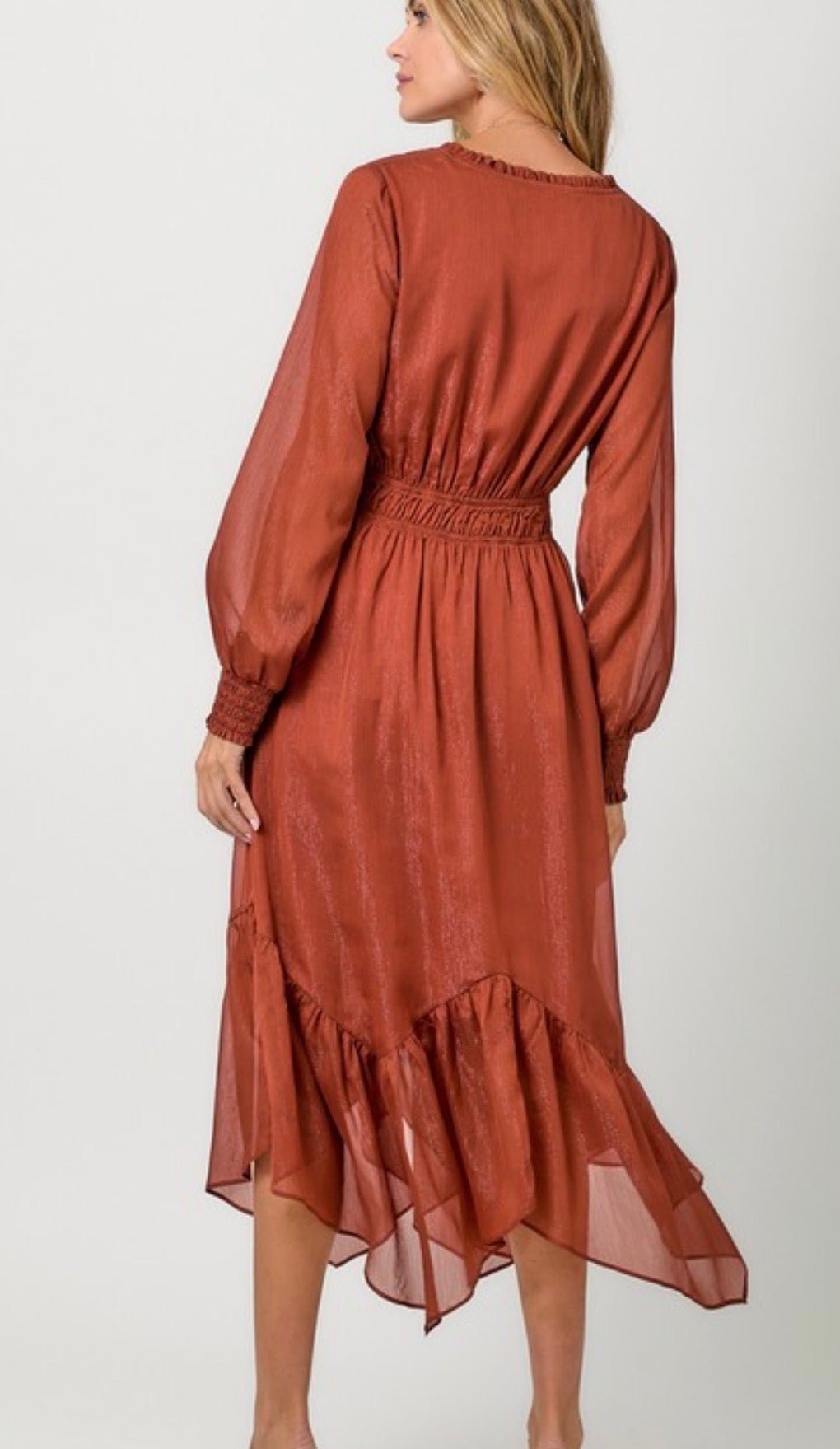 Shiny Chiffon Shark Bite Dress - ivyandlavyboutique ivyandlavyboutique