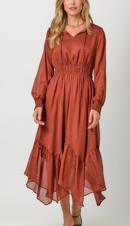 Shiny Chiffon Shark Bite Dress - ivyandlavyboutique ivyandlavyboutique