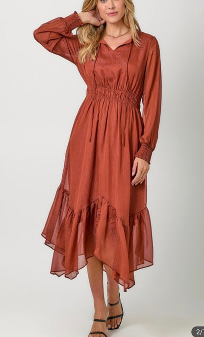 Shiny Chiffon Shark Bite Dress - ivyandlavyboutique ivyandlavyboutique