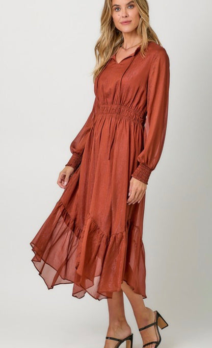 Shiny Chiffon Shark Bite Dress - ivyandlavyboutique ivyandlavyboutique