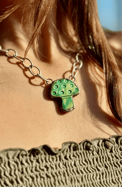 Shroomin Necklace - ivyandlavyboutique Art by Amy