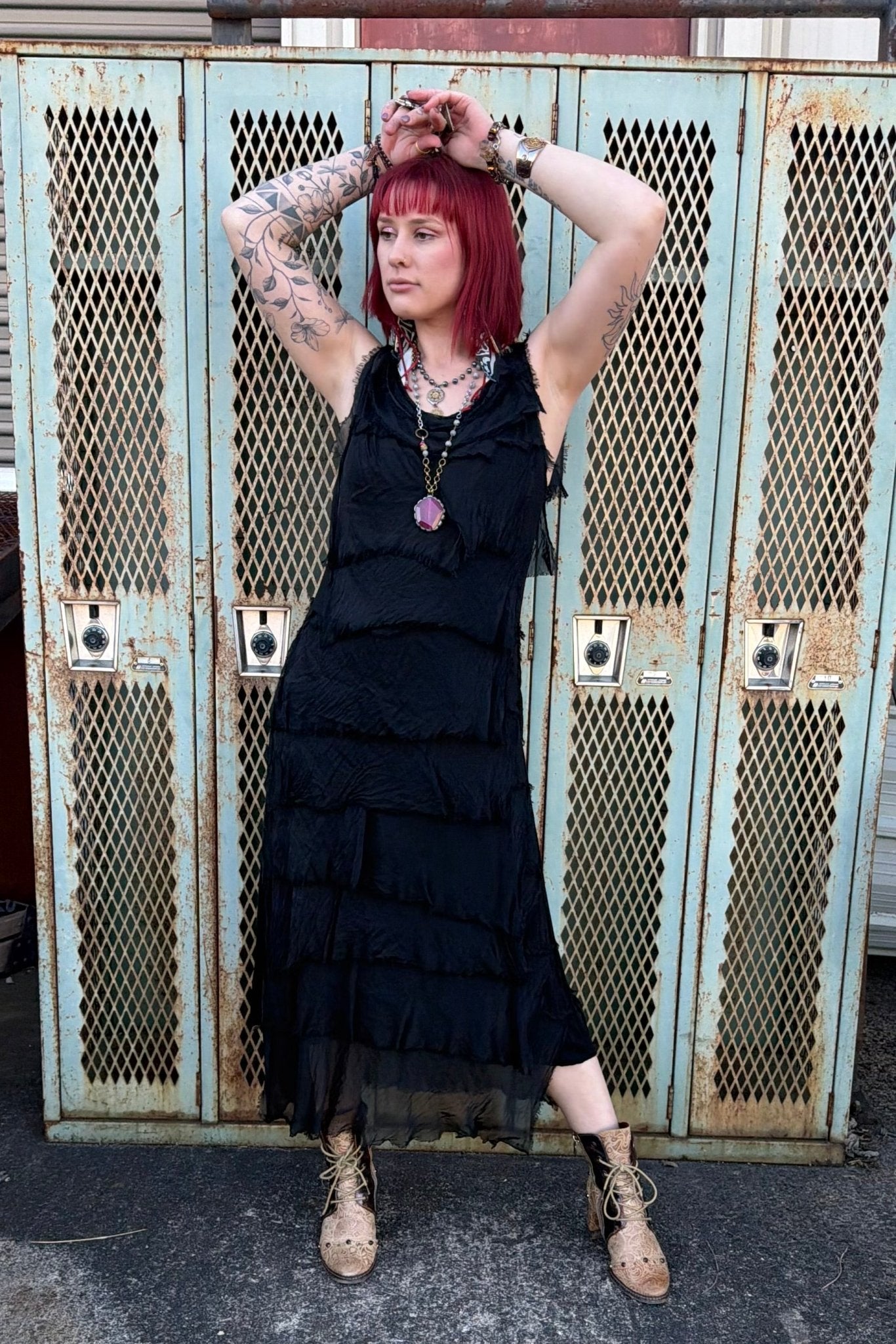 Silk Maxi Ruffle Stunner Dress - ivyandlavyboutique Karamel Collection