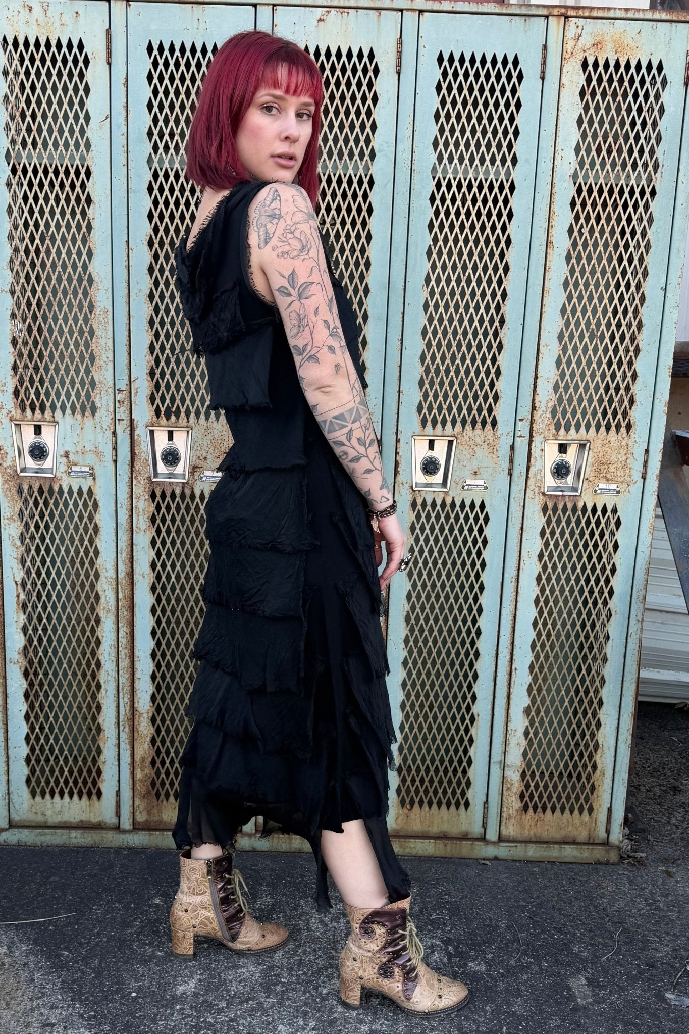 Silk Maxi Ruffle Stunner Dress - ivyandlavyboutique Karamel Collection
