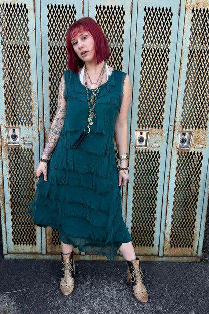 Silk Maxi Ruffle Stunner Dress - ivyandlavyboutique Karamel Collection