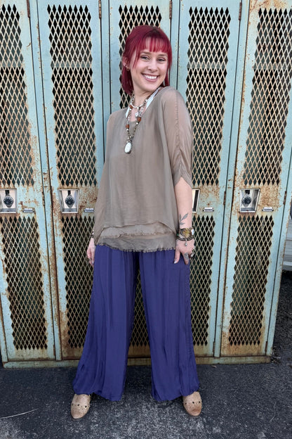 Silk Palazzo Everyday Pant - ivyandlavyboutique Karamel Collection