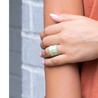 Silver Patina Ring - Mint Square Rivets - ivyandlavyboutique Anju Jewelry