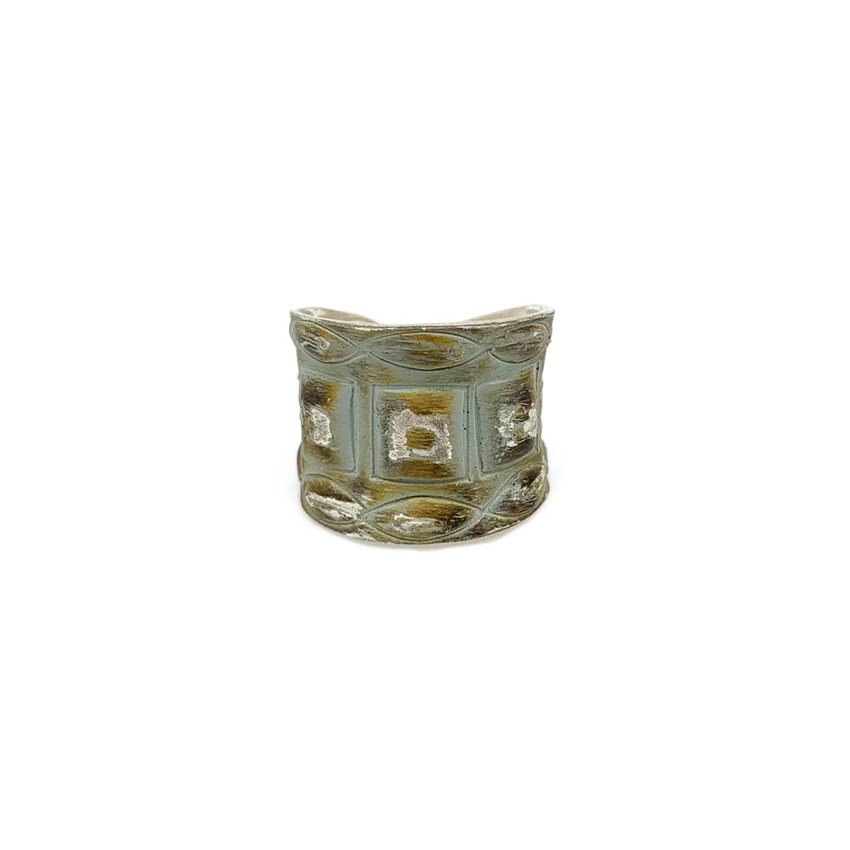 Silver Patina Ring - Mint Square Rivets - ivyandlavyboutique Anju Jewelry