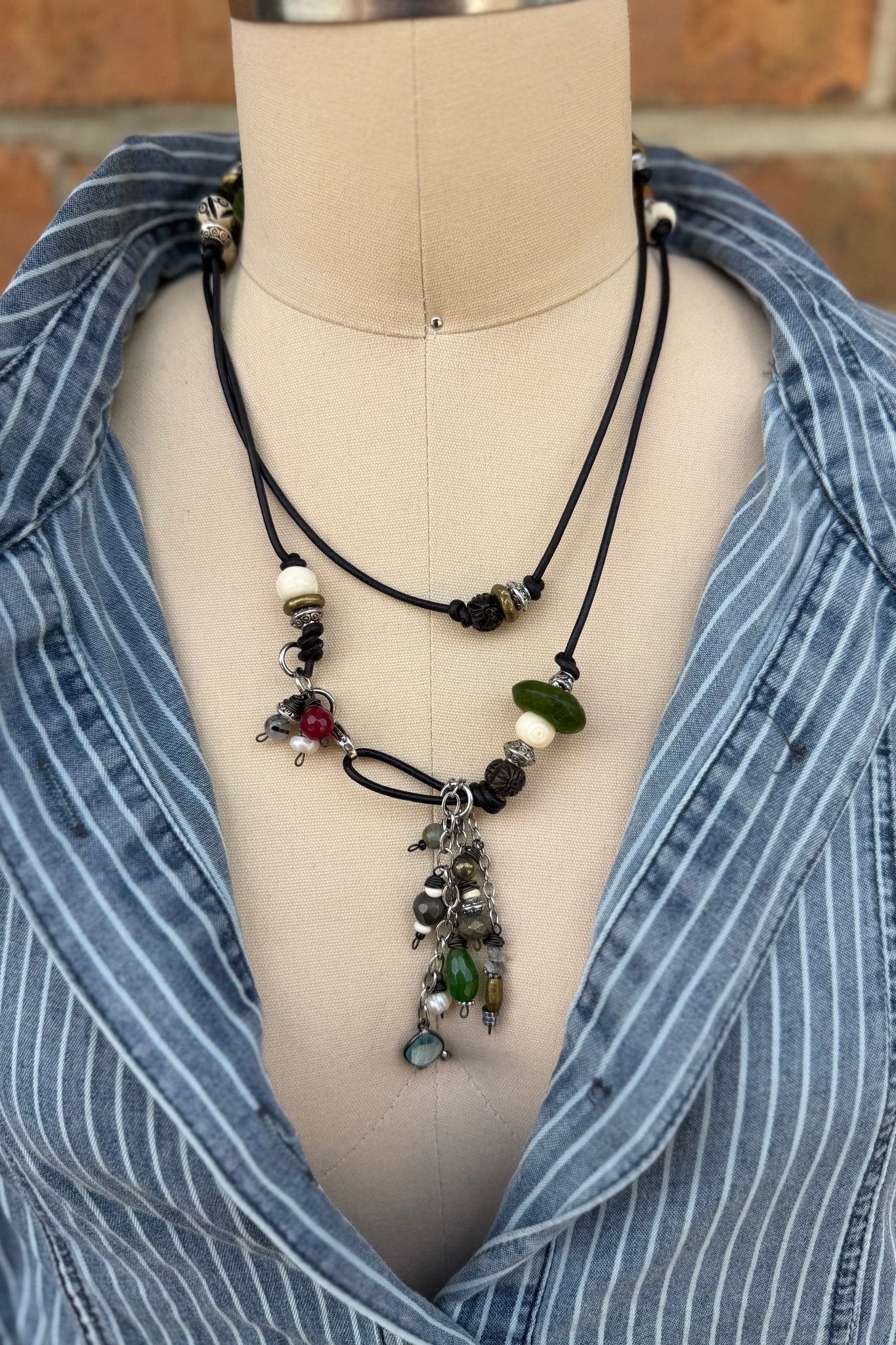 Simple Gem Layered Leather Necklaces - ivyandlavyboutique ivyandlavyboutique
