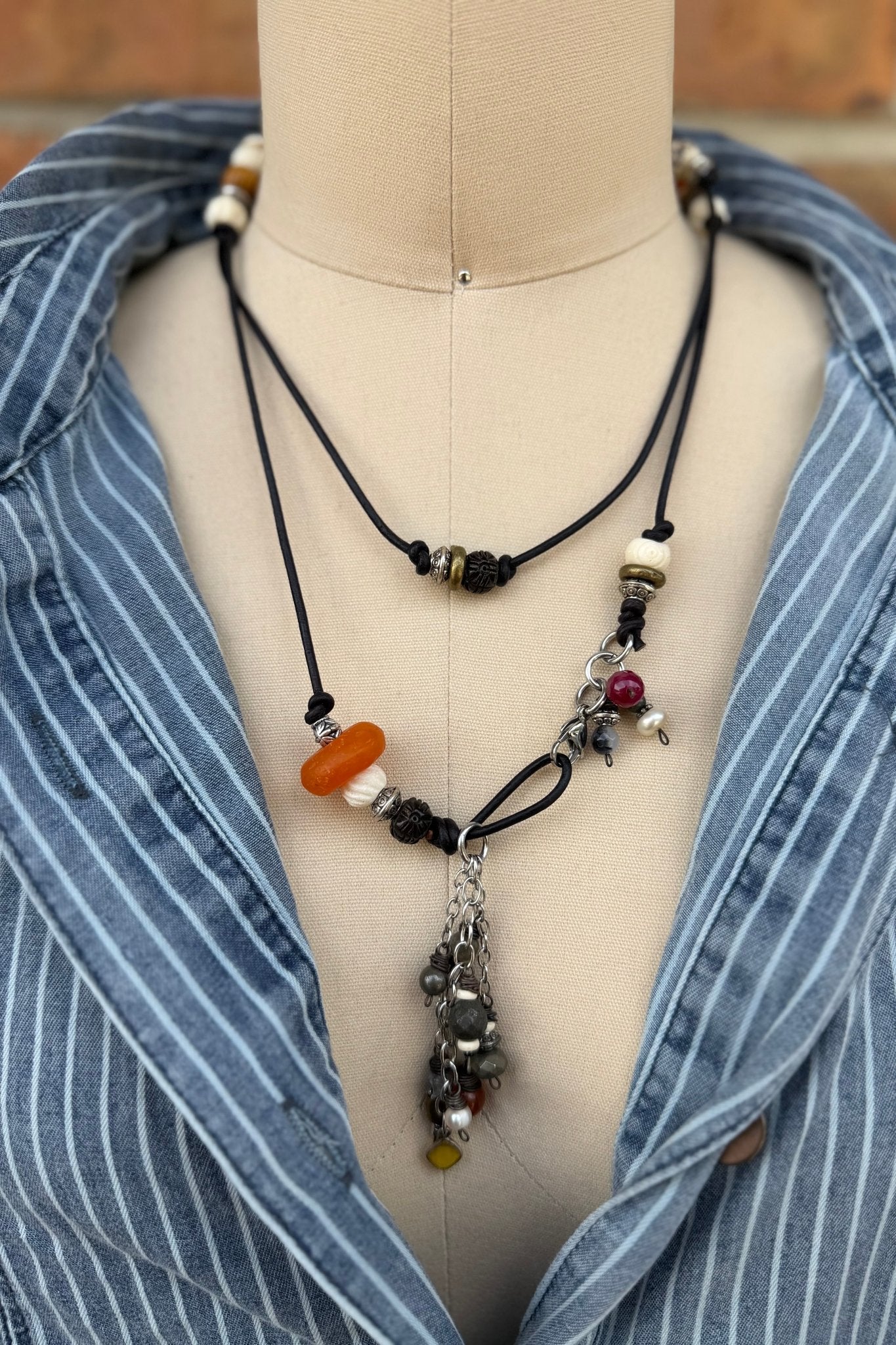 Simple Gem Layered Leather Necklaces - ivyandlavyboutique ivyandlavyboutique