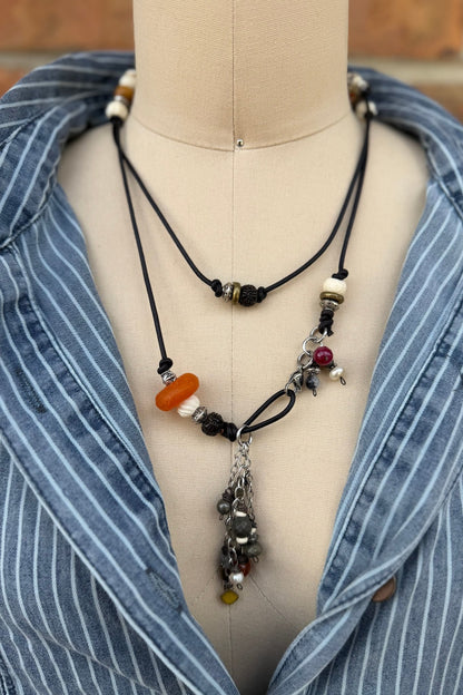 Simple Gem Layered Leather Necklaces - ivyandlavyboutique ivyandlavyboutique