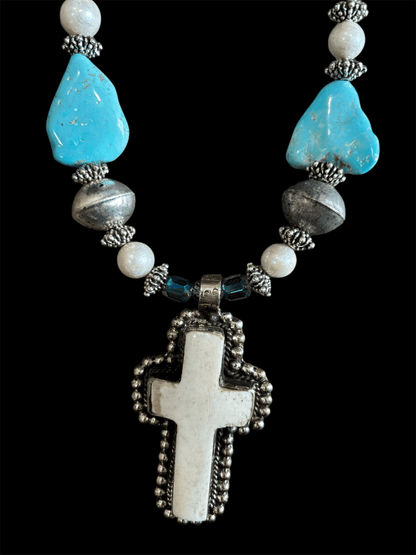 Sleeping Beauty Cross Necklace - ivyandlavyboutique A Rare Bird Shop