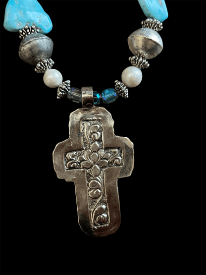 Sleeping Beauty Cross Necklace - ivyandlavyboutique A Rare Bird Shop