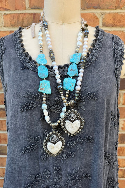 Sleeping Beauty Heart Necklace - ivyandlavyboutique A Rare Bird Shop