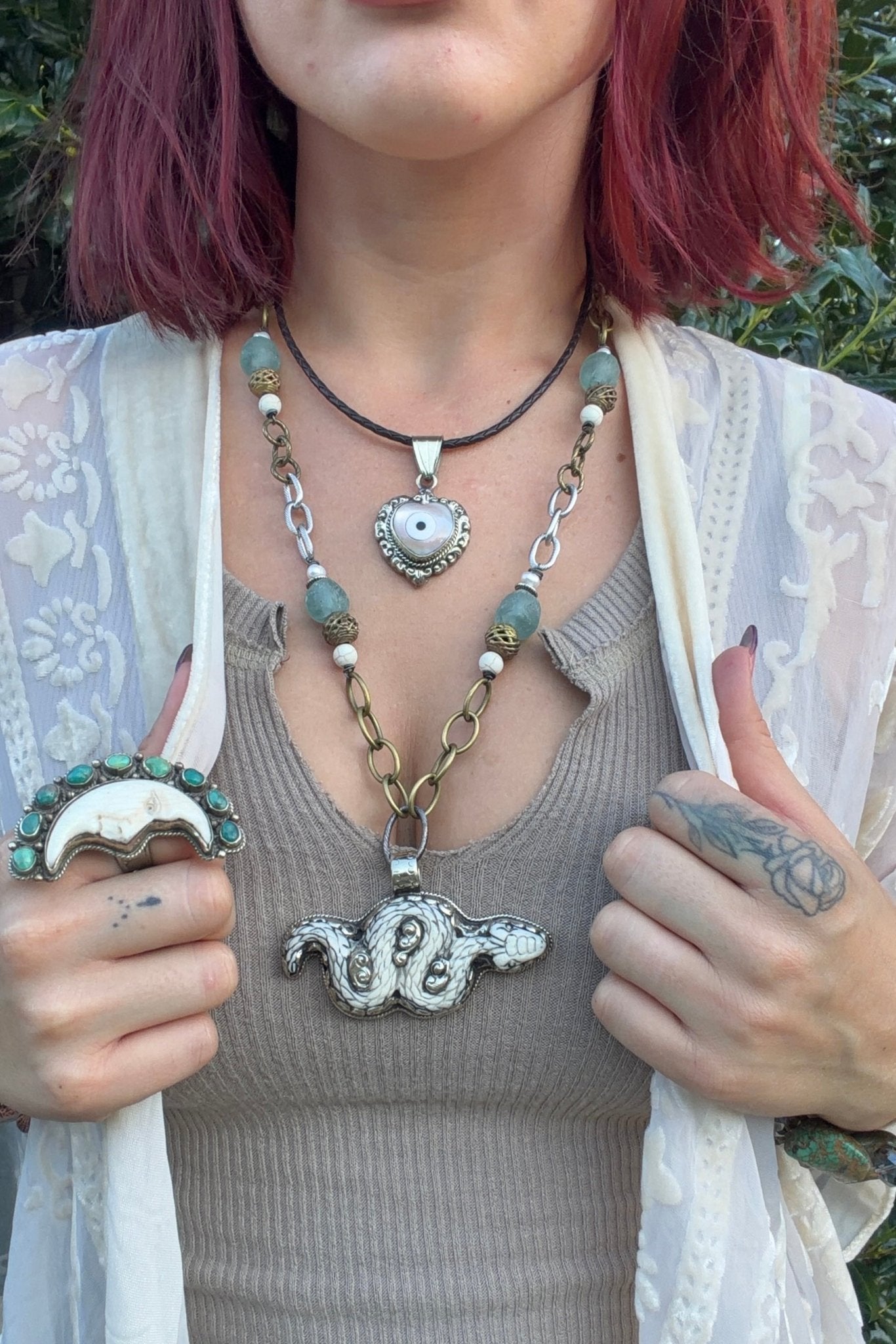 Slithering Snake Carved Statement Necklace - ivyandlavyboutique ivyandlavyboutique