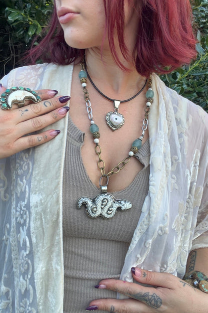 Slithering Snake Carved Statement Necklace - ivyandlavyboutique ivyandlavyboutique