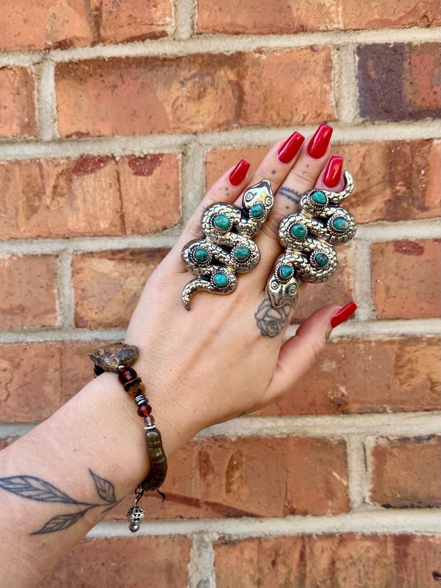 Slithering Snake Ring w/ Turquoise - ivyandlavyboutique ivyandlavyboutique