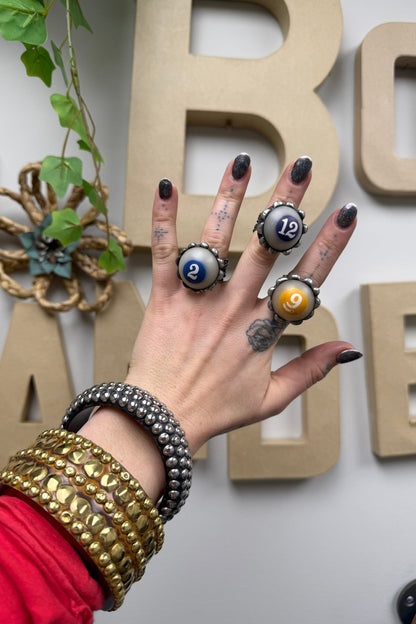 Small Pool Ball Ring Inverted - ivyandlavyboutique Art by Amy