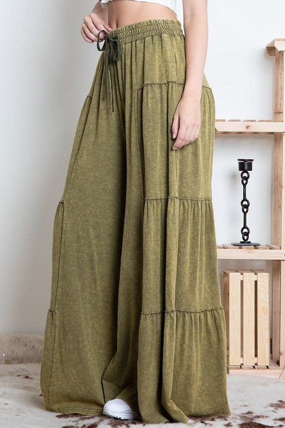 So Boho Tiered Wide Leg Pant - ivyandlavyboutique Blue Velvet