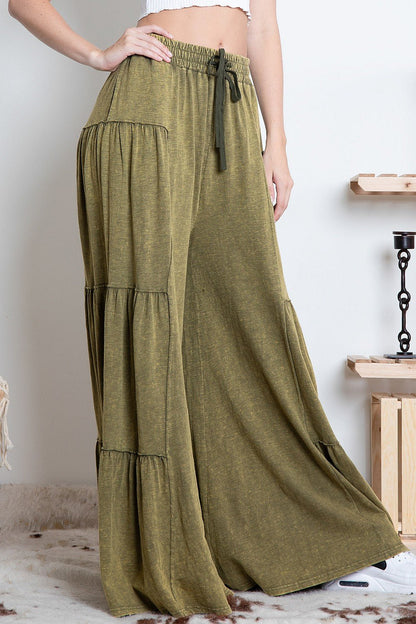 So Boho Tiered Wide Leg Pant - ivyandlavyboutique Blue Velvet