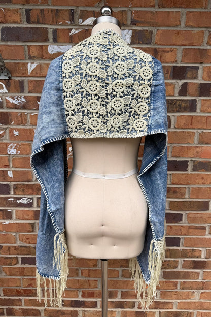 So Casual Denim Scarf w/ Fringe - ivyandlavyboutique A Rare Bird Shop