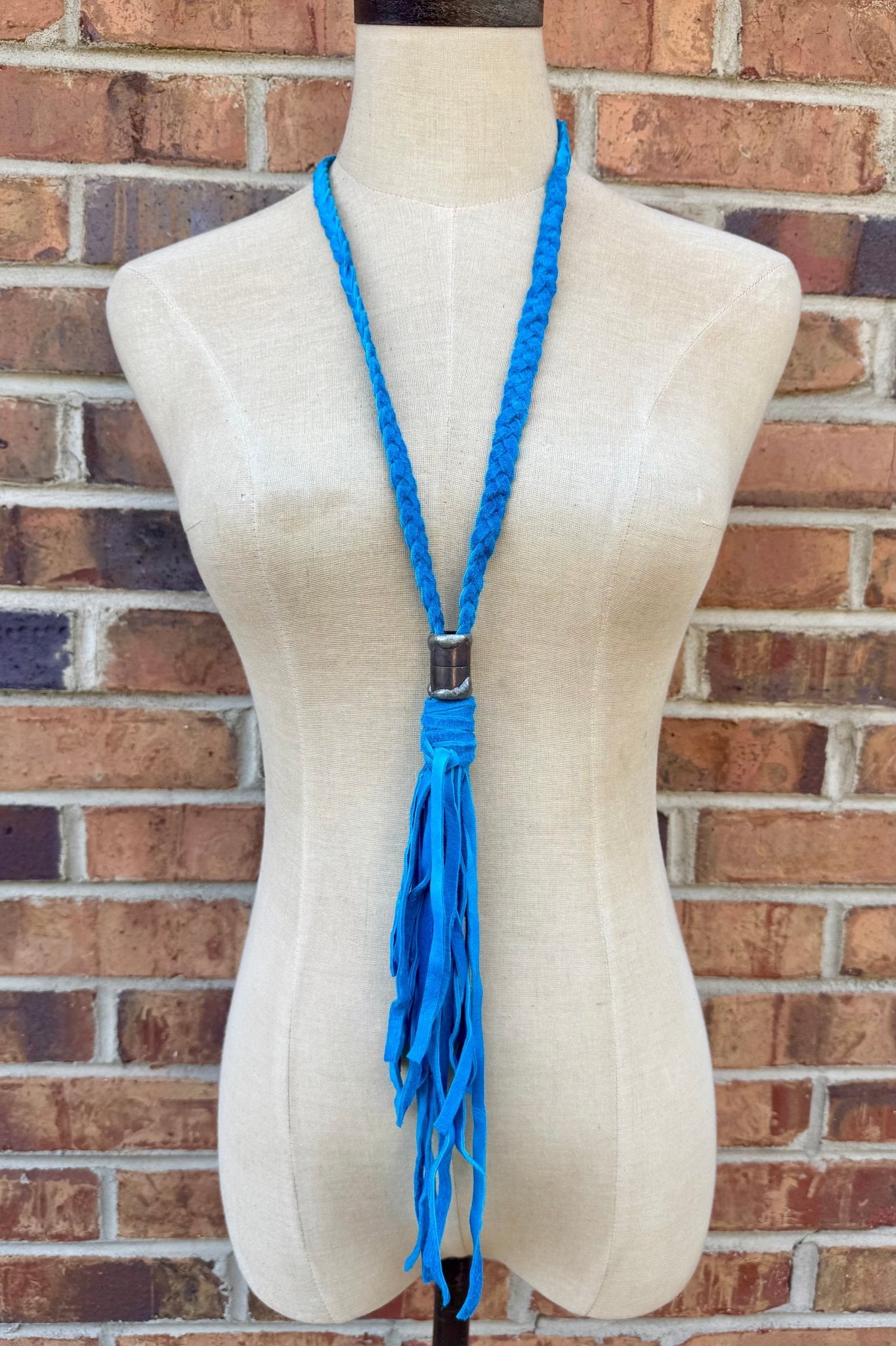 So Chic Boho Braided Leather Tassel Necklace - ivyandlavyboutique Art by Amy
