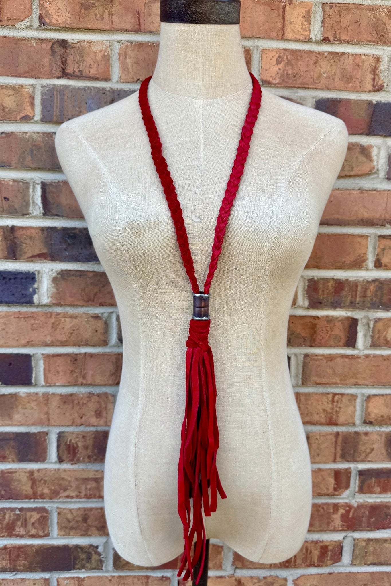 So Chic Boho Braided Leather Tassel Necklace - ivyandlavyboutique Art by Amy