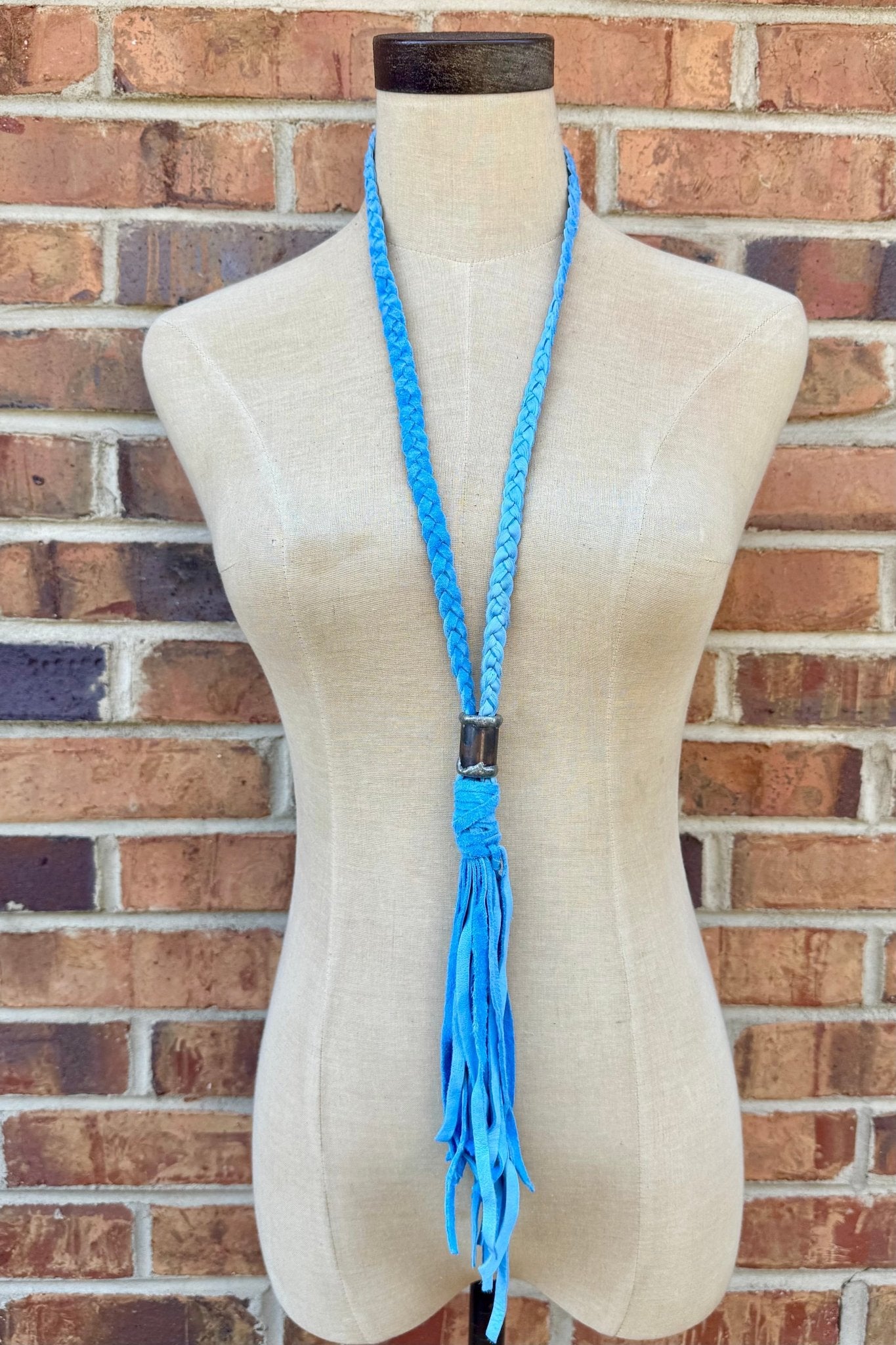 So Chic Boho Braided Leather Tassel Necklace - ivyandlavyboutique Art by Amy