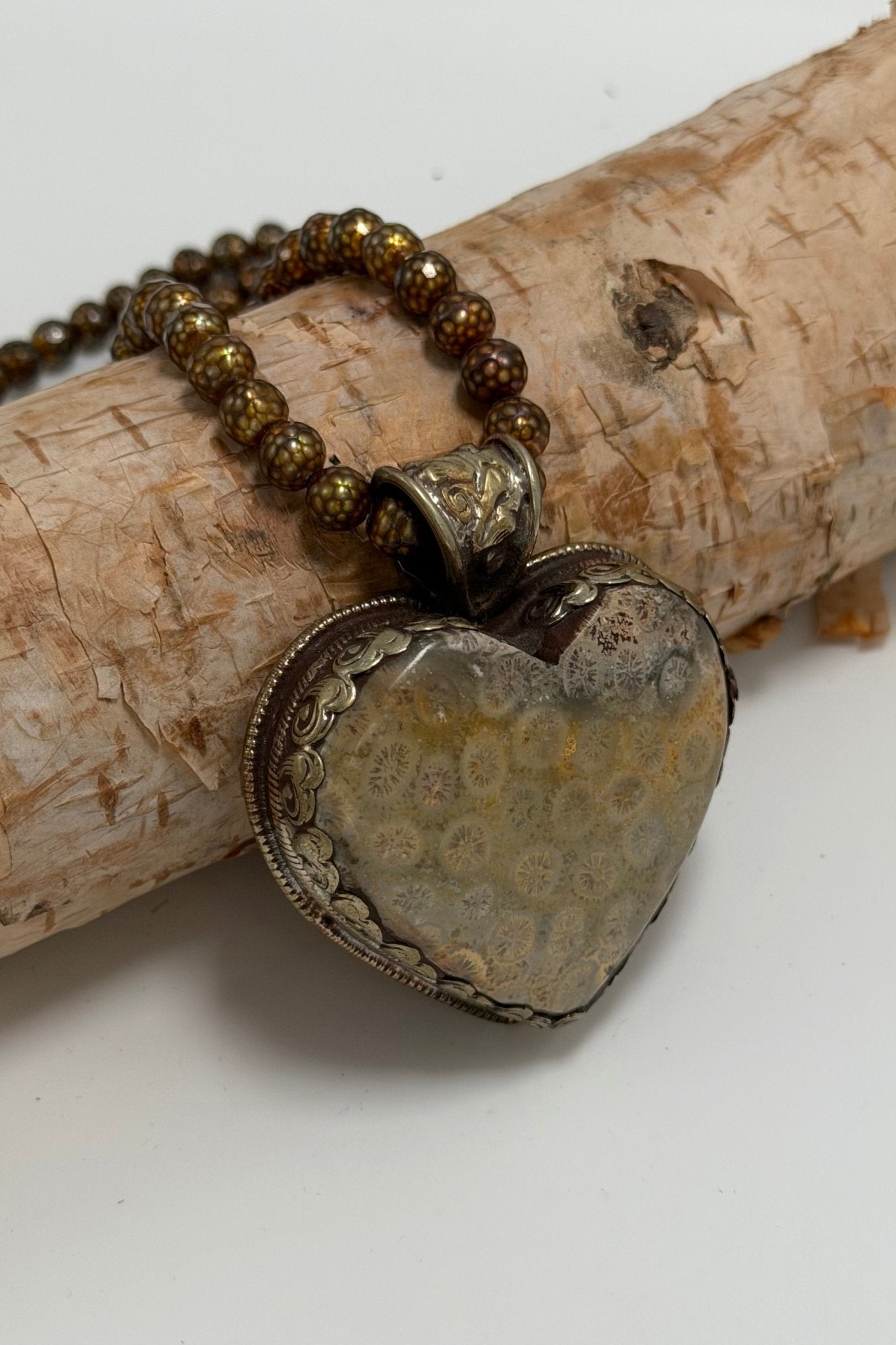 So Extinct Fossil Heart on Pearl - ivyandlavyboutique ivyandlavyboutique