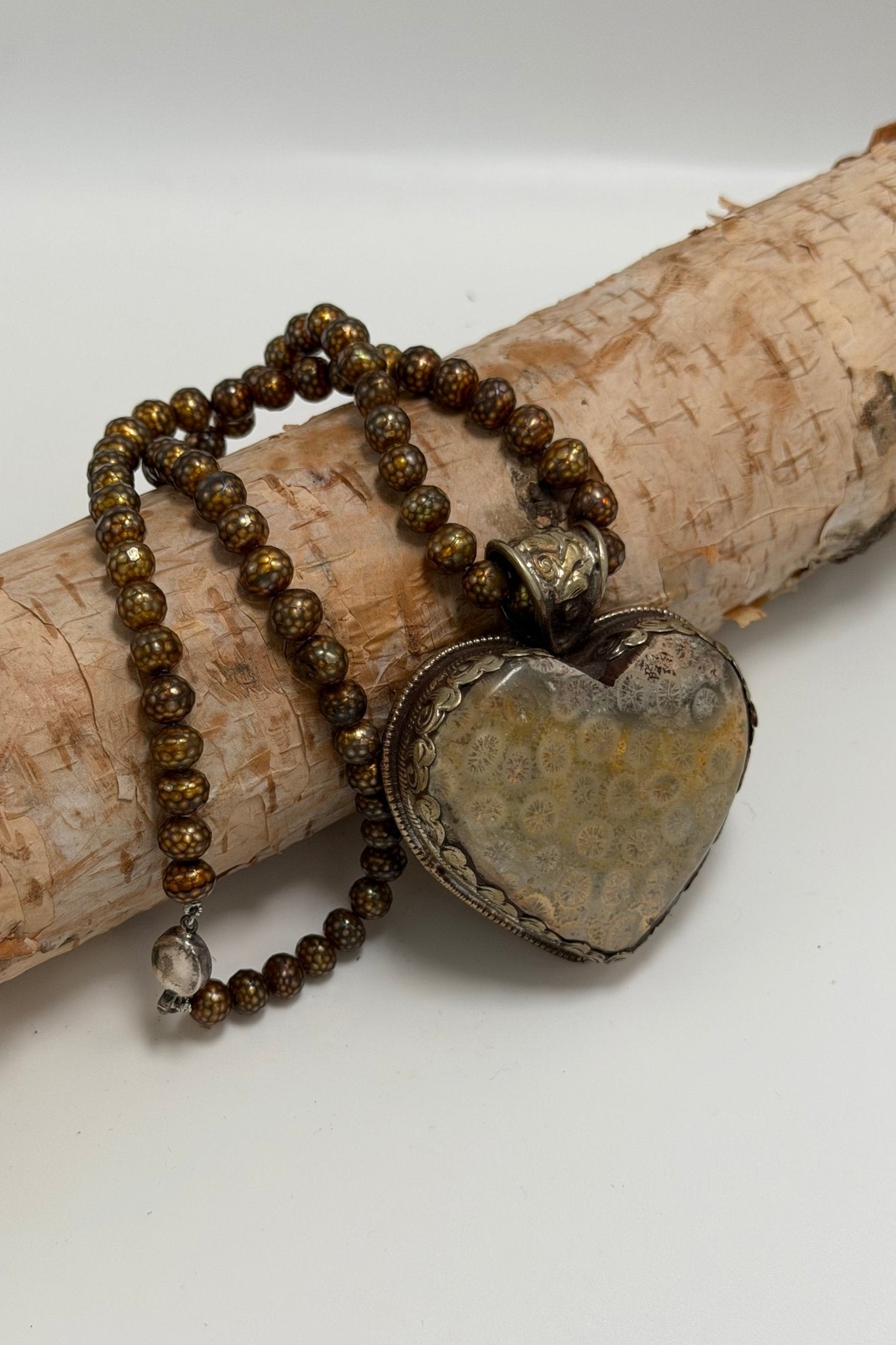 So Extinct Fossil Heart on Pearl - ivyandlavyboutique ivyandlavyboutique