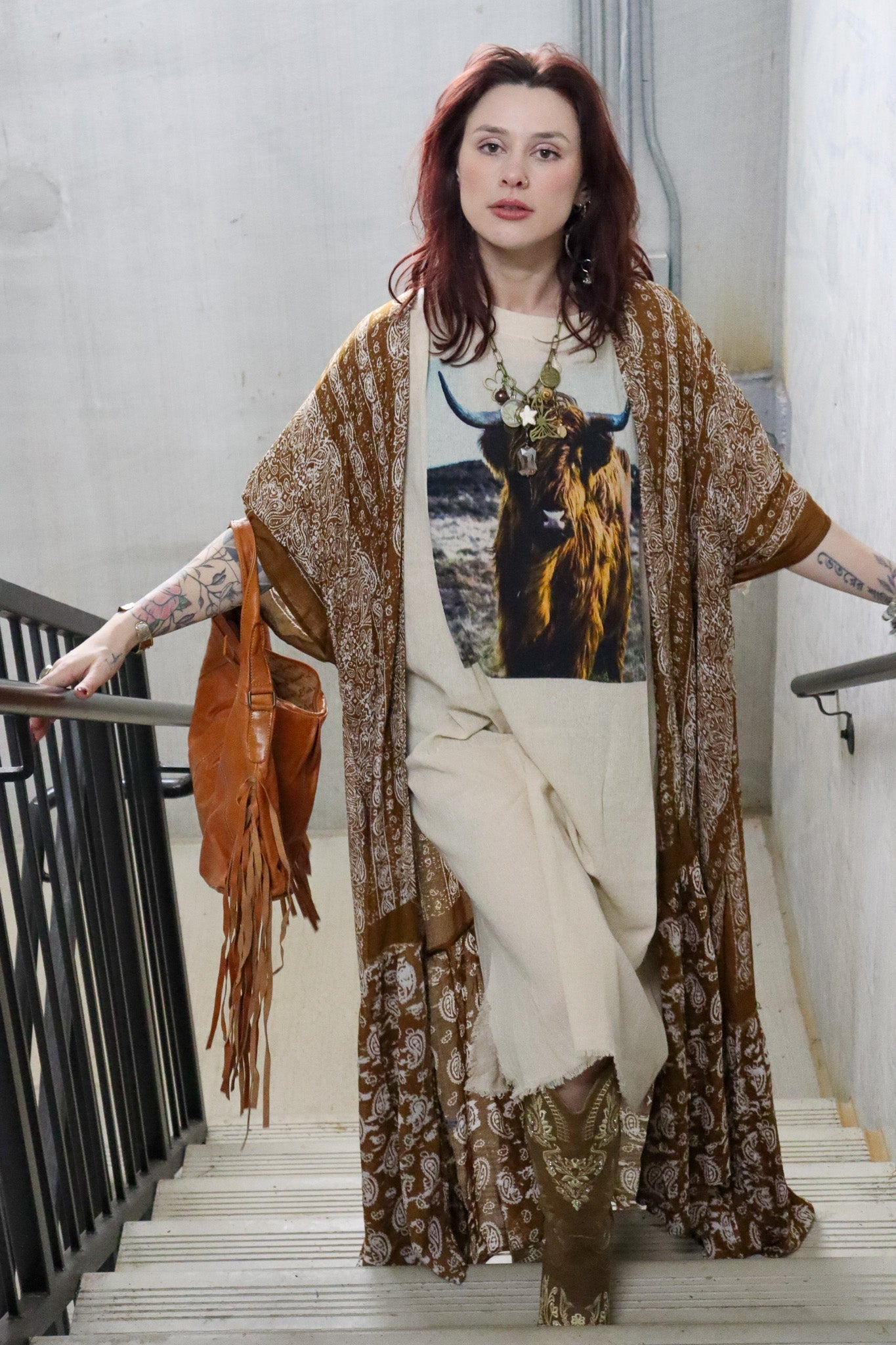 So Simple So Boho Kaftan Dress in Highlander Graphic - ivyandlavyboutique LeParisPetit by I Love Linen