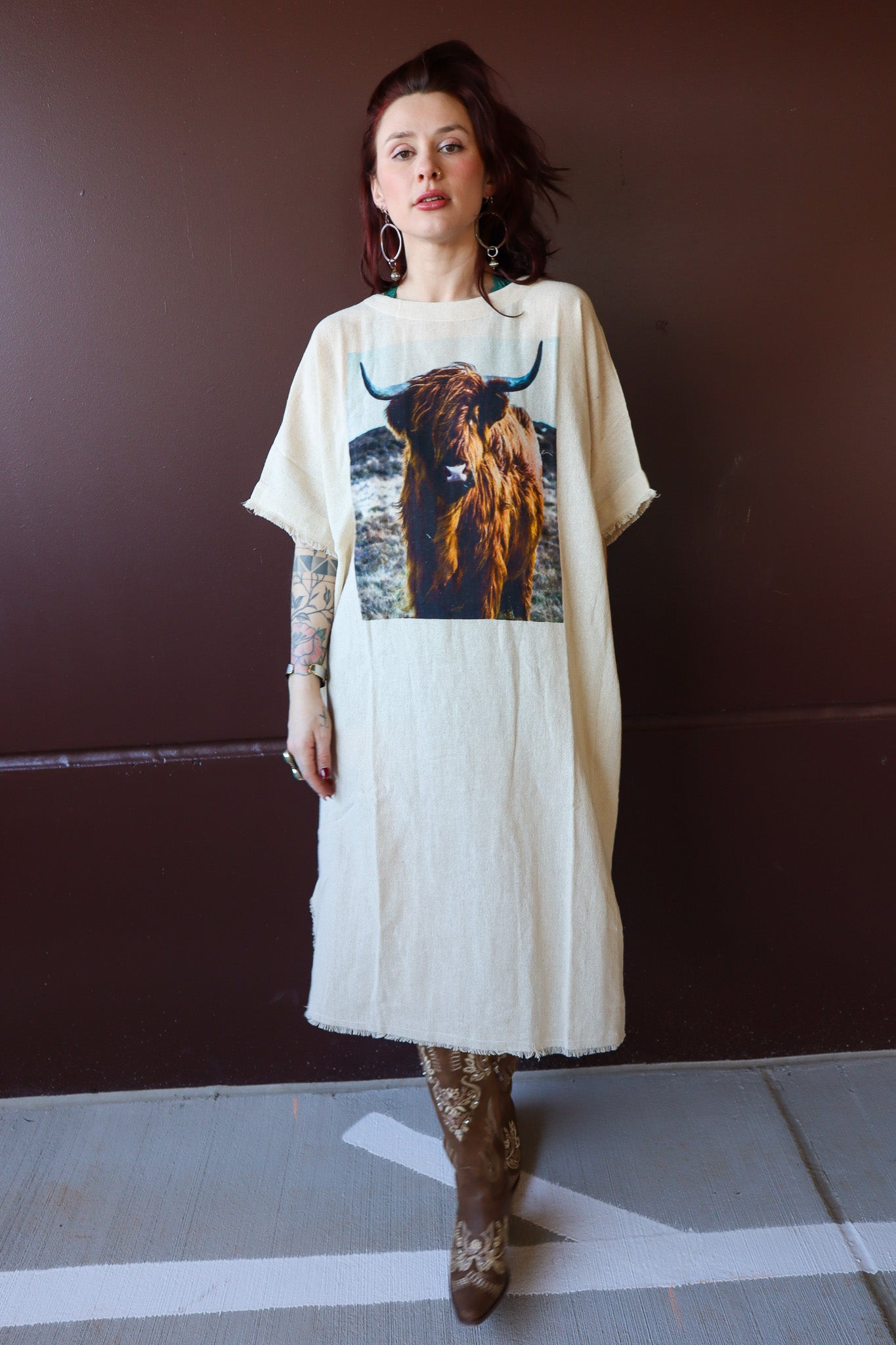 So Simple So Boho Kaftan Dress in Highlander Graphic - ivyandlavyboutique LeParisPetit by I Love Linen