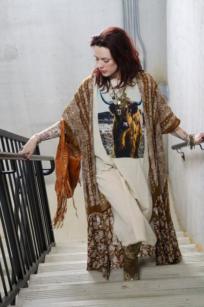 So Simple So Boho Kaftan Dress in Highlander Graphic - ivyandlavyboutique LeParisPetit by I Love Linen