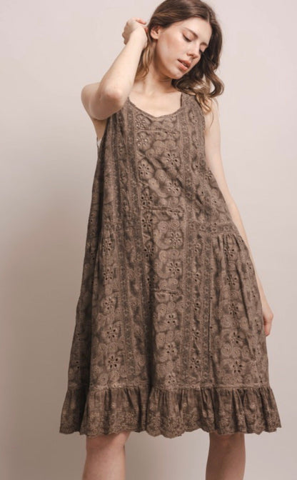 So Vintage Eyelet Midi Dress - ivyandlavyboutique Blue Velvet
