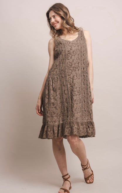 So Vintage Eyelet Midi Dress - ivyandlavyboutique Blue Velvet