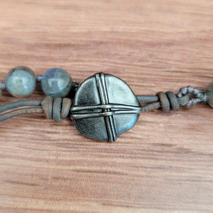 Soldered Labradorite Evil Eye Pendant Beaded Necklace - ivyandlavyboutique ZINC Designs