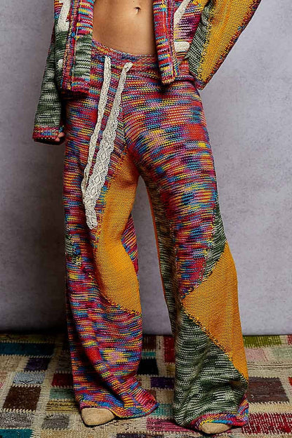 Solid pattern acrylic sweater wide fit pants - ivyandlavyboutique Pol Clothing