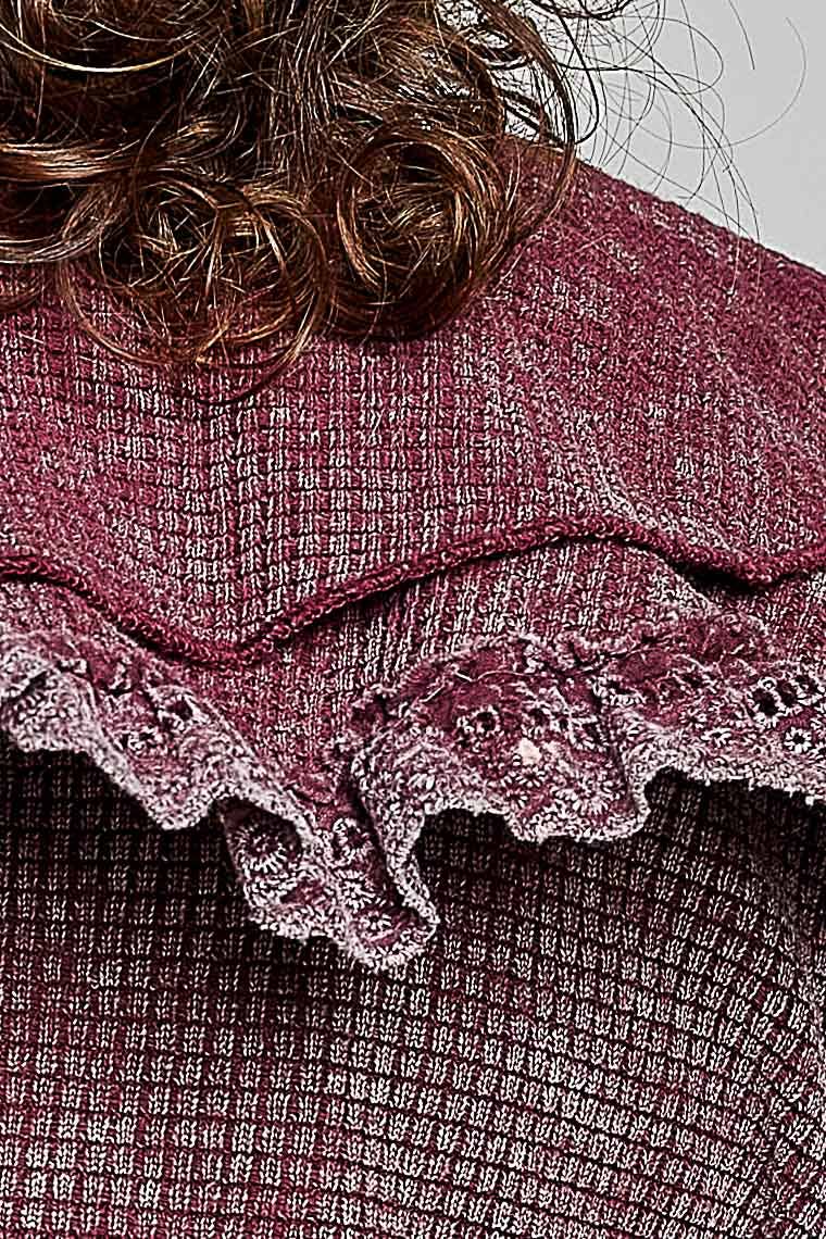 Songbird Gingham Lace Ruffle Tie Front Thermal Flared Cropped Top - ivyandlavyboutique Pol Clothing