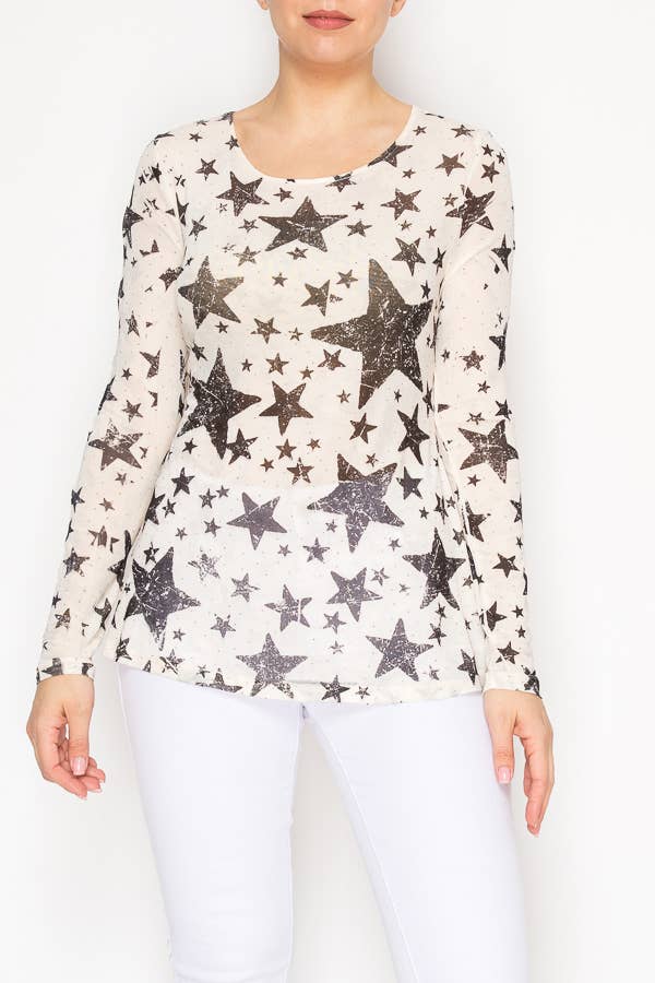 Sparkly Long Sleeve Sheer Mesh Top - ivyandlavyboutique Origami Apparel ~ Lace and Crochet inspired