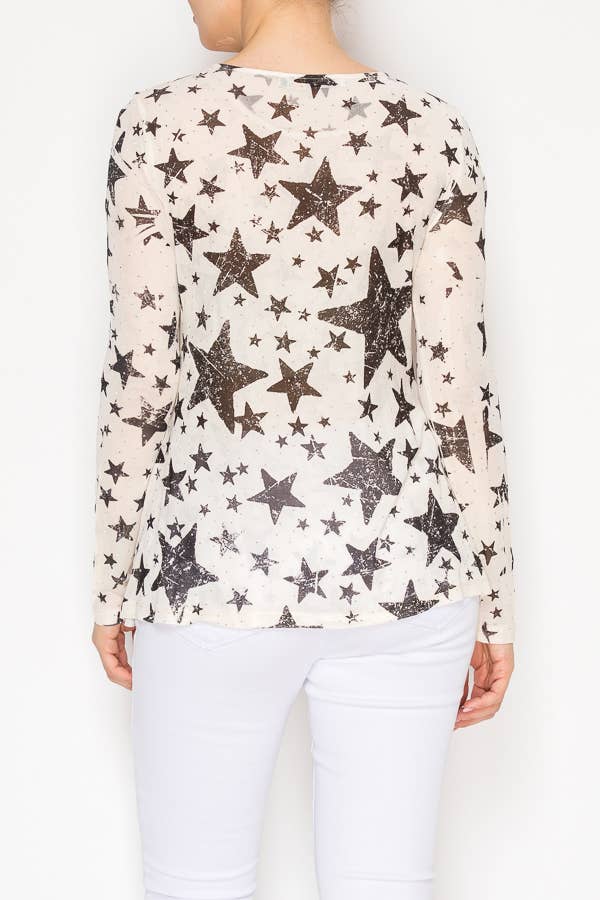 Sparkly Long Sleeve Sheer Mesh Top - ivyandlavyboutique Origami Apparel ~ Lace and Crochet inspired