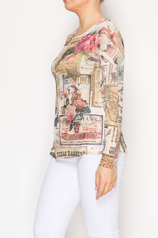 Sparkly Long Sleeve Sheer Mesh Top – ROSE - ivyandlavyboutique Origami Apparel ~ Lace and Crochet inspired