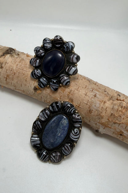 Spiral Dots & Lapis Center Ring - ivyandlavyboutique ivyandlavyboutique