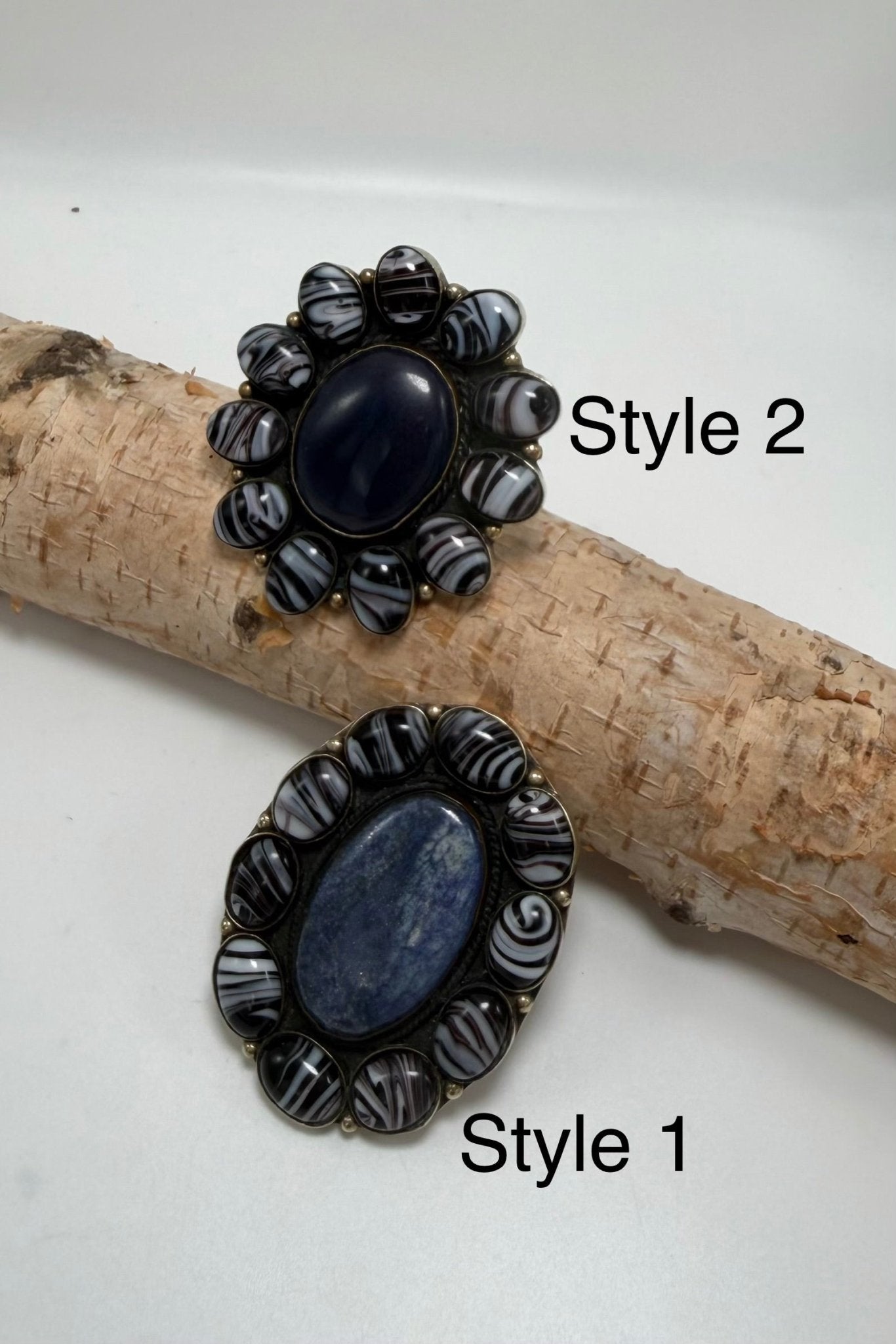 Spiral Dots & Lapis Center Ring - ivyandlavyboutique ivyandlavyboutique
