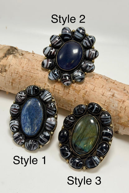 Spiral Dots & Stone Center Ring - ivyandlavyboutique ivyandlavyboutique