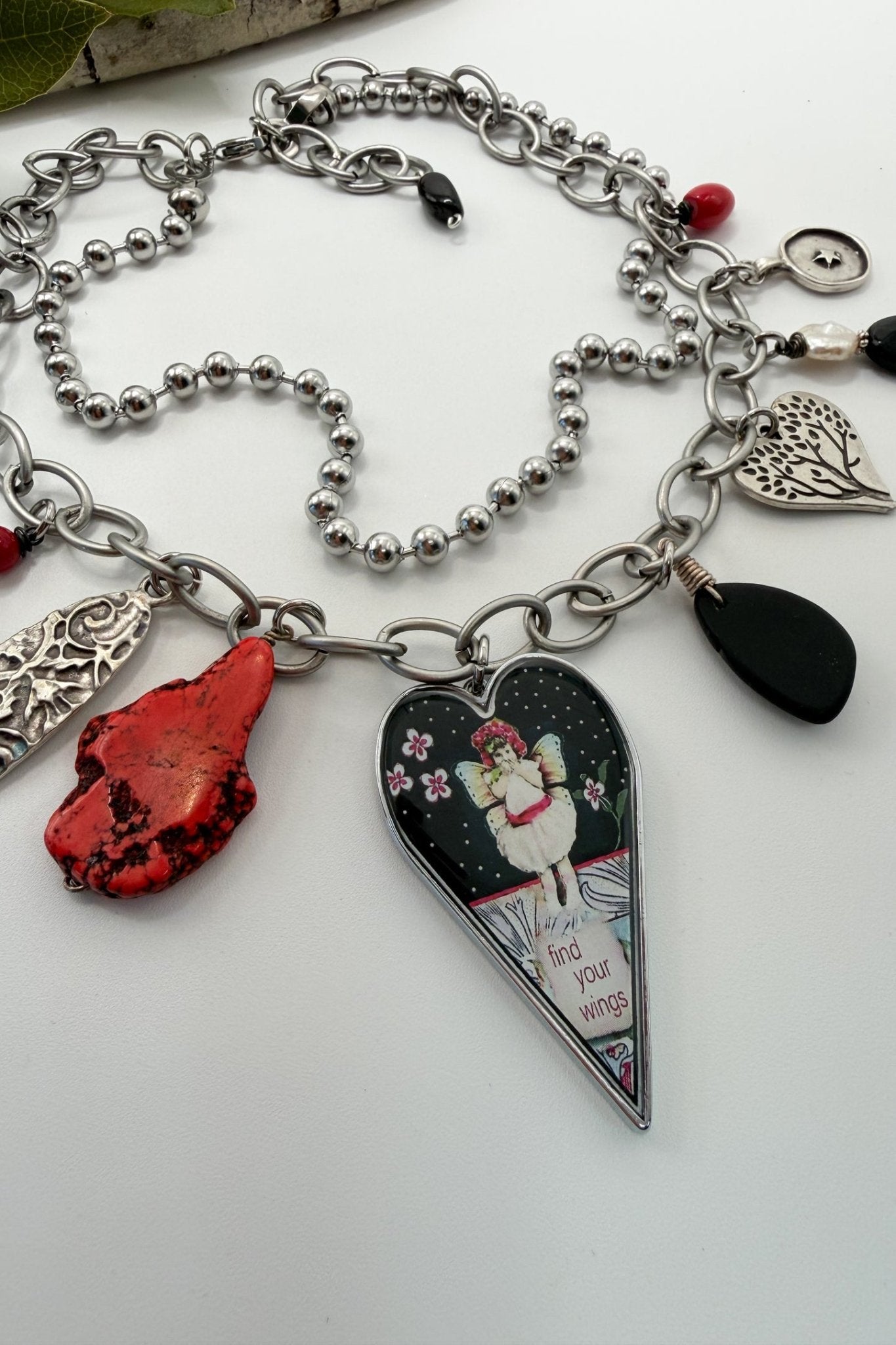 Spirit Lala: "Brave Wings" Large Heart Charm Necklace - ivyandlavyboutique Spirit Lala