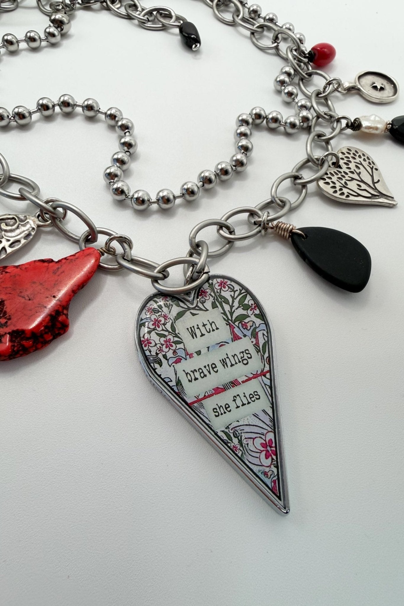 Spirit Lala: "Brave Wings" Large Heart Charm Necklace - ivyandlavyboutique Spirit Lala