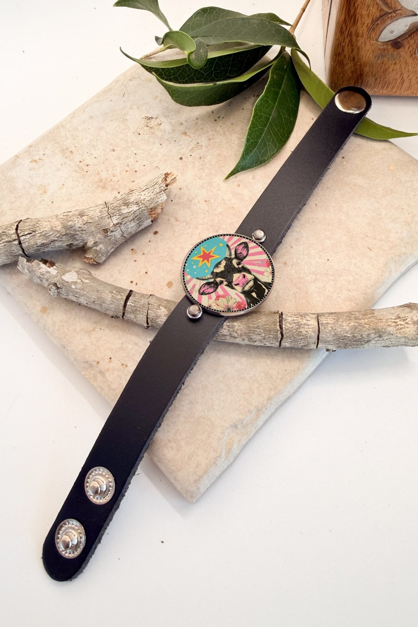 Spirit Lala: Cow Pop Art Cuff Bracelet - ivyandlavyboutique Spirit Lala