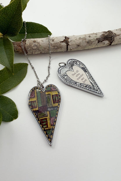 Spirit Lala: Large Abstract Art Heart Pendant Necklace - ivyandlavyboutique Spirit Lala