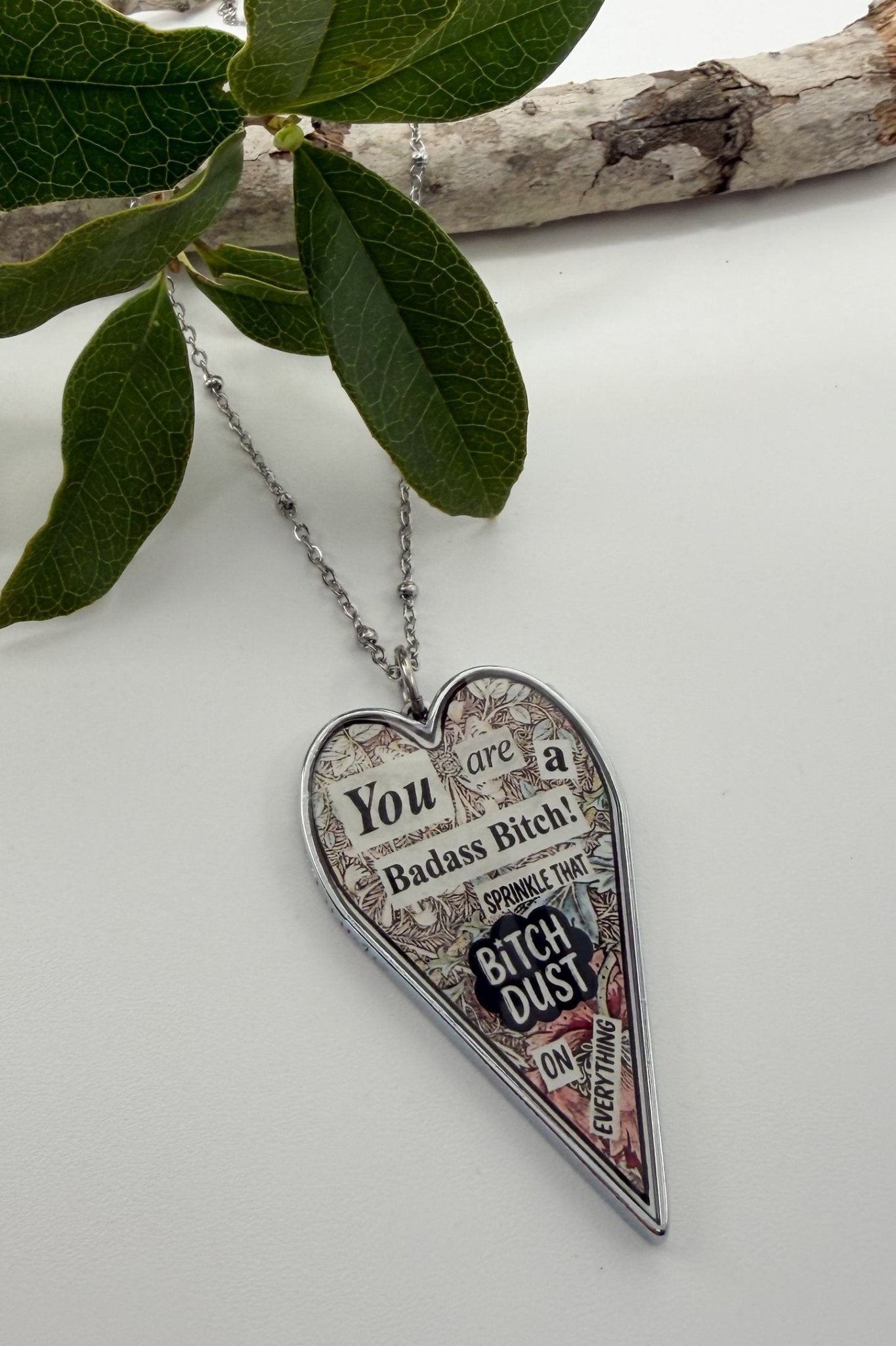 Spirit Lala: Large "Badass Bitch" Heart Pendant Necklace - ivyandlavyboutique Spirit Lala